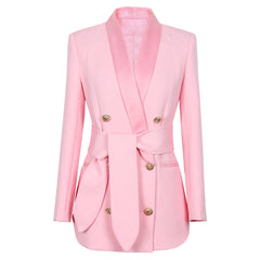 Star Blazer Metal Lion Head Buckle Double Breasted Small Blazers