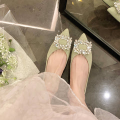 Women's Toe Rhinestone Square Buckle V Cut