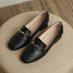 Women's Buckle Kitten Female Square Toe Soft