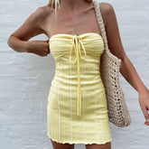 International Station Halter Lace-up Knitted Dehaired Angora Dress