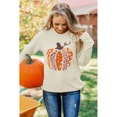 Pull décontracté à manches longues et capuche pour femme, imprimé citrouille d'Halloween