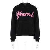 Sweat-shirt ample à manches longues avec imprimé graphique et lettres