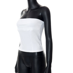 Pull uni sans manches à épaules dénudées, haut tube simple et décontracté