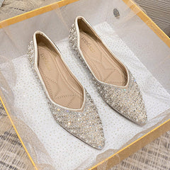 Women's Full Diamond Shallow Mouth Pointed Toe