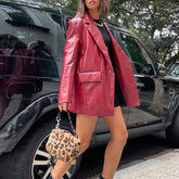 Lederjacke Ledermantel Lässiger warmer Blazer