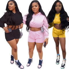 Street Hipster Solid Color Casual Set Two-Piece Set