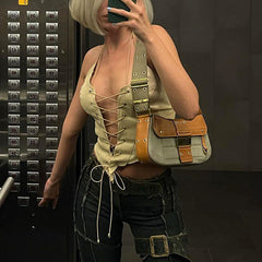 Backless Bandage Corset Short Top