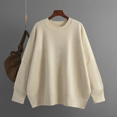 Pull ample en tricot à col rond de couleur unie