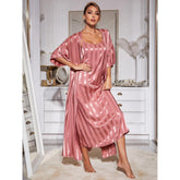 Sling-Pyjama, zweiteiliges Set, langer Bademantel, hochwertige Seide, Homewear-Set