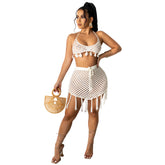 Knitted Mesh Bikini Beachwear Two Piece Set