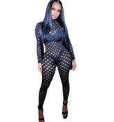 Nachtclub Eye Mesh Jumpsuit Stretch Enger Jumpsuit