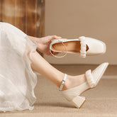 Women's Fairy Style Patent Square Toe Low-cut