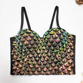 Perlenstickerei Pailletten Sling Quelle Elegantes Perlen-Tube-Top Nachtclub Göttin Korsett mit Knochen