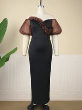 Tube Top Lantern Sleeve Christmas Dress Elegant Party Cocktail High Waist Dress