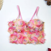 Haut tube à fleurs fraîches et douces, corset à baleines, gilet élastique fin