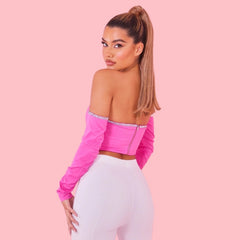 Sweet Rhinestone Strip Solid Color Slim Fit Boning Corset Sleeve Chest Wrap