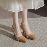 Chaussures d'été à petits blocs de couleurs pour femmes, style français, pointues
