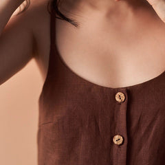 French Suspenders Cotton Linen Jumpsuit Pajamas Solid Color Cool Comfortable Homewear