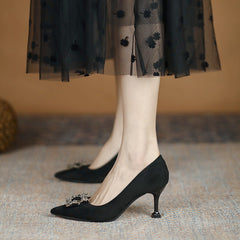 Boucles d'oreilles à strass noires style déesse pour femme