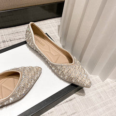 Women's Full Diamond Shallow Mouth Pointed Toe