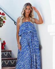 Printed Elegance Sleeveless Wrapped Chest Ruffled Large Swing Dress