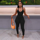 Suspenders Criss Cross Solid Color Tight High Top Sports Jumpsuit