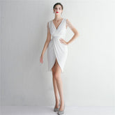 Pailletten Handwerk Perlen Party Kleid Cocktail Slim Fit Abendkleid Elegante