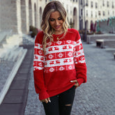 Rundhals Langarm Pullover Lose Weihnachten Plüsch Casual Sweatshirt