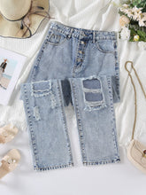 Loose Wide Leg High Street Hole Patch Jeans