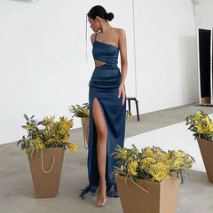 Design Dress Asymmetric Niche Tassel Mop Dress French