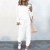 Home Loose Fitting Solid Color Long Sleeves Casual sets