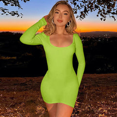 Backless Slim Fit Long Sleeve Narrow Dress