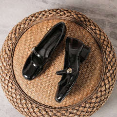 Women's Platform Gold Buckle Shallow Mouth Round