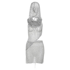 Ensemble haut en tricot à paillettes découpées et jupe portefeuille taille haute