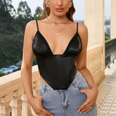 Boning Corset Bra Satin Lace Backless Short Sleeveless Camisole