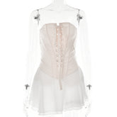 off Neck Tube Top Lotus Leaf Short Bandage Backless Dress