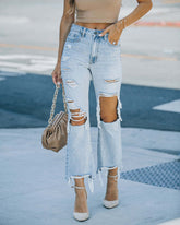 Jeans Lässige verwaschene zerrissene gerade Hose mit hoher Taille