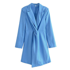 Early Irregularly Slimming Blazer Collar Long Sleeve Dress