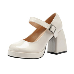 Women's Chunky Mary Jane Shallow Mouth Pumps Men's Shoes