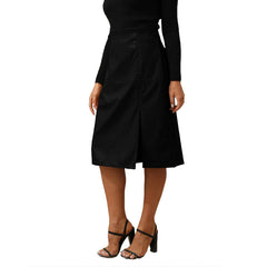 Leather Skirt High Waist Slit Hem Sheath A line Overall Dress