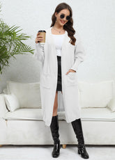 Coat Loose Idle Fan Woven Sweater Double Pocket Lantern Sleeve Sweater Cardigan