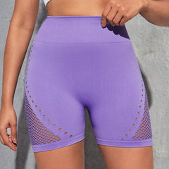 Seamless Integrated Breathable Mesh High Waist Yoga Fitness Shorts Skinny Peach Hip Exercise Shorts
