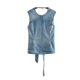 All Match Low Collar Sleeveless Backless Lace up Do the Old Cowboy Vest
