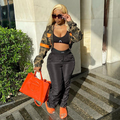 Camouflage Pocket Cardigan Jacket Outdoor Washing Long Sleeve Short Coat