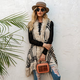 Color Matching Fall Polo Collar Fur Collar Coat