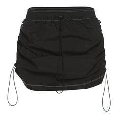 Trendy High Waist Slim Drawstring Bag Hip All Match Skirt