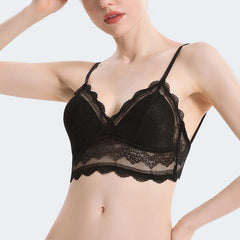 Bralette Französischer U-förmiger Beauty-Back-Unterwäsche-BH, drahtlos, dünn, unsichtbar, rückenfrei, Spitzen-Triangel-Cup-BH