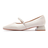 Women's Fu Chunky Pumps Spring Pearls Strap