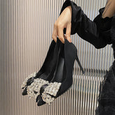 Escarpins à talons aiguilles pour femme avec nœud en strass et prénom doux