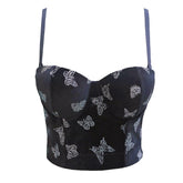 Französisches Samt-Camisole mit Schmetterlingsdruck, Nischen-Tanktop, allseitig passender Oberbekleidungs-BH